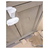 allen + roth Roveland 60-in Smokewood Undermount Double Sink Bathroom Vanity with Natural Carrara Natural Marble Top- Retail: $1799