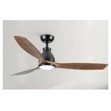 YUHAO 52 in. Integrated Dimmable LED Indoor Farmhouse Black Ceiling Fan, Brown