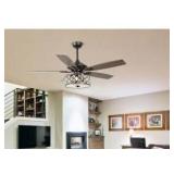 matrix decor 52 in. Indoor Matte Black Crystal Chandelier Ceiling Fan with Light