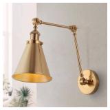 JONATHAN Y Rover 7  Classic Industrial Metal Adjustable Arm LED Wall Sconce  Brass