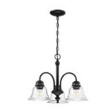 Project Source Fallsbrook 3 -Light Matte Black Clear glass Steel Chandelier