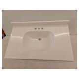 Single Vanity Sink, White, Approximately 30.25 x 18.5 Inch