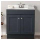 Project Source Dover 30-in Navy Blue Single Sink Bathroom Vanity with White Cultured Marble Top