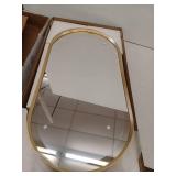 Essential 18 in. W x 36 in. H Oval Framed Wall Mount Bathroom Vanity Mirror in Moderne Brushed Gold