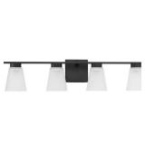 Tanner Collection Four-Light Matte Black Transitional Vanity Light