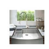 AKDY Handmade All-in-One Farmhouse Stainless Steel 33 in. x 22 in. Single Bowl Kitchen Sink Spring Neck Faucet  Accessories- Retail: $399