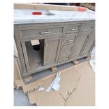 allen + roth Roveland 60-in Smokewood Undermount Double Sink Bathroom Vanity with Natural Carrara Natural Marble Top