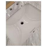 allen + roth Roveland 60-in Smokewood Undermount Double Sink Bathroom Vanity with Natural Carrara Natural Marble Top