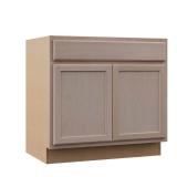 Hampton Bay Hampton Unfinished Beech Recessed Panel Stock Assembled Sink Base Kitchen Cabinet, 36 in. x 34.5 in. x 24 in