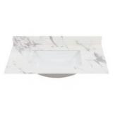 Home Decorators Collection 37 in. W x 22 in. D Engineered Stone Composite White Rectangular Undermount Single Sink Vanity Top in Toscana- Retail: $249