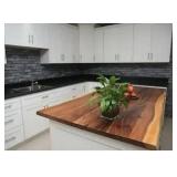 Hampton Bay 4 ft. L x 25 in. D Finished Saman Solid Wood Butcher Block Countertop With Live Edge- Retail: $349