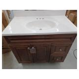 Glacier Bay Glensford 36-inch Bathroom Vanity Cabinet With Top, Butterscotch, 36W x 22D x 34H.- Retail: $359
