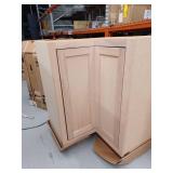 Hampton Unfinished Beech Recessed Panel Assembled Lazy Susan Corner Base Kitchen Cabinet (28.5 in x 34.5 in x 16.5 in)- Retail: $239
