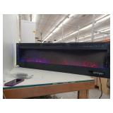 Black 60 in. Wall Mounted Recessed Electric Fireplace with Logs and Crystals, Remote 1500/750 Watt