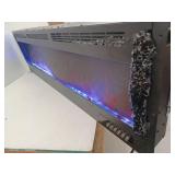 Black 60 in. Wall Mounted Recessed Electric Fireplace with Logs and Crystals, Remote 1500/750 Watt