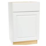 Hampton 21 in. W x 24 in. D x 34.5 in. H Assembled Base Cabinet in Satin White- Retail: $179