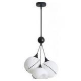 Deyidn Modern 3-Light Black Chandelier Height Adjustable with 3 Globe Opal Frosted Glass Shade