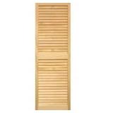 Pinecroft 15 in. x 39 in. Pine Louvered Shutters Pair, Unfinished