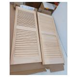 Pinecroft 15 in. x 39 in. Pine Louvered Shutters Pair, Unfinished
