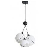 Deyidn Modern 3-Light Black Chandelier Height Adjustable with 3 Globe Opal Frosted Glass Shade