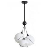 Deyidn Modern 3-Light Black Chandelier Height Adjustable with 3 Globe Opal Frosted Glass Shade