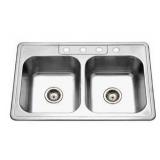Stainless Steel 33 Inch Double Basin Sink, 4 Hole- Retail: $230