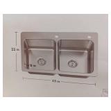 Glacier Bay Bratten 33 in. Drop-In 50/50 Double Bowl 18 Gauge Stainless Steel Kitchen Sink with Accessories- Retail: $229