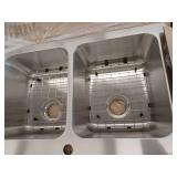 Glacier Bay Bratten 33 in. Drop-In 50/50 Double Bowl 18 Gauge Stainless Steel Kitchen Sink with Accessories- Retail: $229