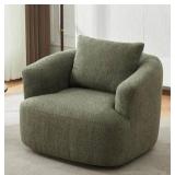 Harper And Bright Designs Green 360 Swivel Arm Chair with a Throw Pillow- Retail: $348