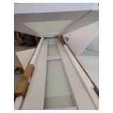 TENONER 30 in. x 80 in. 3-Lite Frosted Glass Solid Core White Finished MDF Bi-fold Door with Lock, Handle, and Hardware Kit- Retail: $289