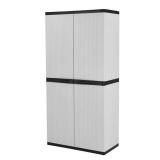 Premium One 35 in. W x 71.7 in. x 18.5 in. D 4-Shelf Resin Freestanding Cabinet in Gray- Retail: $199