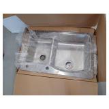 Stainless Steel 22 W x 33 L x 9 D Double Bowl Dual Mount Kitchen Sink with Faucet Set- Retail: $339
