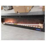 Boyel LivingBlack 60 in. Wall Mounted Recessed Electric Fireplace with Logs and Crystals, Remote 1500/750 Watt