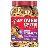 Fisher Snack Oven Roasted Never Fried Mixed Nuts with Peanuts, 24 Ounces, Peanuts, Almonds, Cashews, Pistachios, Pecans, Made With Sea Salt, Non-GMO, No Oils, Artificial Ingredients or Preservatives (