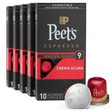Peet s Coffee Espresso Capsules Crema Scura  Intensity 9  50 Count Single Cup Coffee Pods Compatible with Nespresso Original Brewers