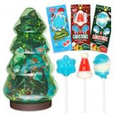 45 Pack Christmas Lollipops ndividually Wrapped Packed In A Tree Jar Holiday Themed Hat, Snowman, Snowflake Suckers Strawberry, Tutti Frutti, Blue Raspberry Flavors