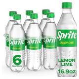 Sprite Lemon Lime Soda Soft Drinks, 16.9 fl oz, 6 Pack (BB 5-19-25)