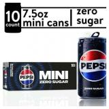 Pepsi Cola Zero Sugar Soda Pop  7.5 fl oz  10 Pack Mini Cans