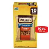 Snyder s of Hanover Pretzels  Snaps 100 Calorie Packs  10 Ct Multipack
