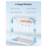 PONDON Smart Fish Tank 4 Gallon, Small Beta Fish Aquariums Startar Kit with Automatic Feeder, Glass Betta Tank with Filter and Light (4-Gal White)