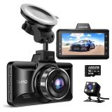 AZDOME M01 Dual Dash Cam Front and Rear with Free 64GB Card, 3" Screen Dual Dashboard Camera for Car, Built-in ADAS G-Sensor, 24H Parking Mode Car Camera (M01 Pro)