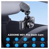 AZDOME M01 Dual Dash Cam Front and Rear with Free 64GB Card, 3" Screen Dual Dashboard Camera for Car, Built-in ADAS G-Sensor, 24H Parking Mode Car Camera (M01 Pro)