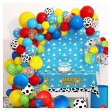 Balloons Arch Birthday Party Decorations Backdrop Tablecloth 150pcs Garland Kit Balloons Cloud Cake Toppers Kids Cow Print Latex Balloons 1st 2nd 3rd Birthday Party Decorations