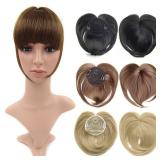 Short Natural Hair Toppers, Wig Toppers for Women Human Hair, Topper Hair Piece Human Hair Short, Natural Hair Toppers with Bangs (99J#)