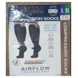Copper Fit Elite Compression Socks 2PK L/XL Easy on Easy Off