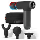 Sharper Image  Powerboost  Pro+ Hot & Cold Compact Deep Tissue Massage Gun - 6 Speed, 4 Attachments, Travel Case| Soothing Heat & Cold Therapy| Portable Lightweight Full Body Shoulder & Back Massager