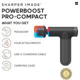 Sharper Image  Powerboost  Pro+ Hot & Cold Compact Deep Tissue Massage Gun - 6 Speed, 4 Attachments, Travel Case| Soothing Heat & Cold Therapy| Portable Lightweight Full Body Shoulder & Back Massager