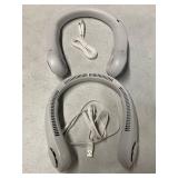 JISULIFE Portable Neck Fan Set of 2, Hands-Free Bladeless, 5 Speeds, 4000 mAh Battery Operated Wearable Personal Fan, Twistable, Rechargeable, Gift for Women Men-Grey