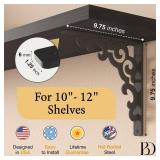 L Brackets for Shelves by Balin Designs for 10 inch -12 Lace Style Shelves   Heavy Duty Decorative Shelf Brackets - Antique Rustic Farmhouse Mantel Shelf Bracket - Included Hardware - Set of 4