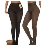 Buauty Fleece Lined Tights for Women Fake Translucent Thermal Leggings High Waist Thick Warm Tights Pantyhose for Winter